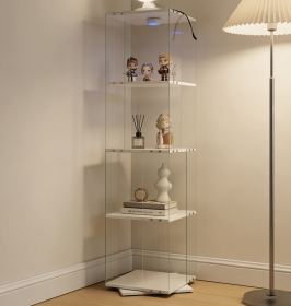 Rotatable four-layer tempered glass display cabinet,liquor cabinet,file cabinet,storage cabinet,with remote control paipai lamp,adjustable feet