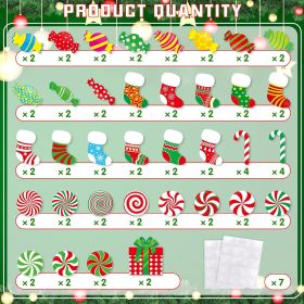 76 Pcs Christmas Cutouts Christmas Decorations Candy Cutouts Xmas Bulletin Board Decor for Classroom Xmas Stocking Wall Cutout Holiday Party Decor Dec