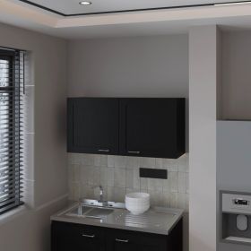 Black Kitchen Wall Cabinet with 2 Doors