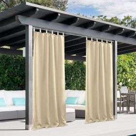 50inch*120inch*1.2inch beige luxurious woolen outdoor curtain with hanging straps combine elegance and durability for a comfortable outdoor space.