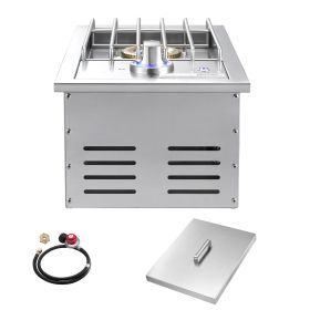 Single Grilling Side Burner, 17,000BTU Liquid Propane Side Burner for Outdoor Kitchen, Convertible to Natural Gas