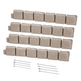 Faux Stone Landscape Edging 46.8 x 3.9 in Realistic Lawn Edging, Flexible Brick-Sized Garden Edging Border with Anchoring Spikes, Fade-Resistant Yard