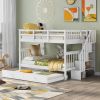 Stairway Full-Over-Full Bunk Bed with Twin size Trundle, Storage and Guard Rail for Bedroom, Dorm - White(OLD SKU :LT000210AAK)