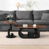 Luxury Nesting Coffee Table Set of 2, Tables with Storage for Living Room, Oval and Round Table Set, Black Center Table, Cocktail Table, Side Table