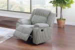 1pc Motion Recliner Chair Ash Color Fur Like Corduroy Living Room Reclining Couch Plush Textured Seat