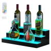 LED Lighted Liquor Bottle Display, 3 Tiers 20 Inches Whiskey Rack, Supports USB, Illuminated Home Bar Shelf with RF Remote & App Control