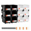 Plastic Stackable Storage Bins, 14.8 x 8.5 x 7.1 inch (12 Pack), Plastic Containers for Organizing & Storage Bins for Garage, Small Parts