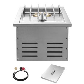 Single Grilling Side Burner, 15,000BTU Liquid Propane Side Burner for Outdoor Kitchen, Convertible to Natural Gas