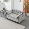 Modern Velvet Loveseat Futon Sofa Couch Pullout Bed, Small Love Seat Lounge Sofa w/Reclining Backrest, Toss Pillows, Pockets