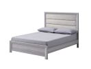 1pc Queen Panel Bed Plush Channel Tufted Headboard Neutral Gray Driftwood Finish Contemporary Design