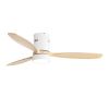 (Same as W882P244711) 52 Inch Flush Mount Ceiling Fan DC 3 Solid Wood Fan Blade Noiseless Reversible Motor Remote Control With Light