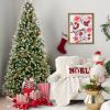 6FT Christmas Tree with 350 Warm White LED Lights Ã¢â‚¬â€œ 1593 Snow-Tipped PE+PVC Branches, Red Berries & Pine Cones, Hinged Design