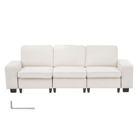 100-Inch Modular 3-Seater Sofa Ã¢â‚¬â€œ Comfy Couch with Deep Seats & Hidden Storage, Modern Design for Living Room, Apartment, or Office, White