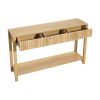 47 in Console Table, Farmhouse Desk Behind the Couch with Drawers and Bottom Storage Shelf, Wooden Rectangle Entrance Narrow Sofa Table for Hallway