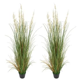 Artificial Grass Plant, 2 Pack 59 inch Faux Reed Flower Grass in Pot