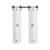 Bifold Barn Door, 60" x 84", MDF Bi-Fold Sliding Closet Doors, Hardware Kit Included, H-Frame Space-Saving Design, Pre-Assembled Panels for Bedroom