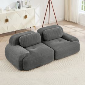 82'' loveseat sofa in luxuryCorduroy Fabric modular for free combo separation curved armrests
