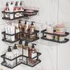 Shower Caddy Corner with Soap Holder, No Drilling Shower Shelves-Rustproof, Adhesive Shower Organizer Corner for Dorm. Black, 4-Pack