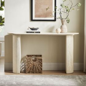 55.12 Inch Faux MARS marble Pattern Console Table for Living Room,Narrow Console Table wit