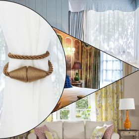 2 Pack Magnetic Curtain Tiebacks Rope Modern Handmade Curtain Tie Backs Decorative Drapes Weave Holdbacks for Window DÃƒÂ©cor, Khaki