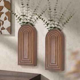 Pine Wood Set of 2 Wall Vases for Indoor Plants & Flowers Ã¢â‚¬â€œ Farmhouse Wall Art for Living Room