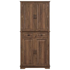 71" Tall Kitchen Pantry Cabinet with 3 Pull Out Cabinet Organizers, Farmhouse Embossed Texture Storage Cabinet with 6 Door Shelves, 2 Drawers
