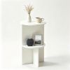 2-Tier Modern White Side End Table Engineered Wood Accent Nightstand with Open Storage Shelf Anti-Scratch Foot Pads for Sofa Bedroom Living Room Offic