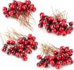 Artificial Holly Berries - 150 Pcs Christmas Holly Berries Stems for Crafts Faux Holly Berries Artificial Red Holly Berry Stems for Christmas Wreath C