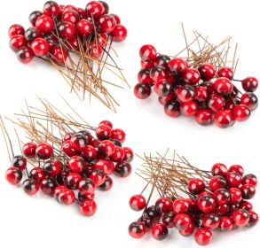 Artificial Holly Berries - 150 Pcs Christmas Holly Berries Stems for Crafts Faux Holly Berries Artificial Red Holly Berry Stems for Christmas Wreath C