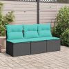 Garden Sofa Black 64.96 x 24.41 x 27.17 in Poly rattan