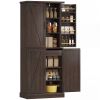 72" Tall Kitchen Pantry Cabinet, Farmhouse Storage Cabinet with 8 Door Racks and Adjustable Shelves, Distressed Brown