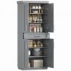 Modern Kitchen Pantry Freestanding Cabinet Cupboard with Doors and Drawer, Adjustable Shelving, Gray