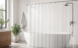 Crystal Clear Heavy Duty Shower Curtain Liner 72x72, PEVA Waterproof Bath Curtain, No Chemical Smell, 3 Weighted Magnets