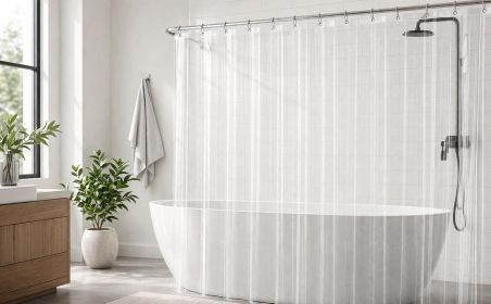 Crystal Clear Heavy Duty Shower Curtain Liner 72x72, PEVA Waterproof Bath Curtain, No Chemical Smell, 3 Weighted Magnets