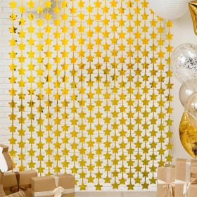 2 Pack Gold Stars Birthday Decorations 3.3X6.6 ft Golden Party Backdrop Foil Fringe Curtains for Bridal Baby Shower Wedding Anniversary Congrats Retir