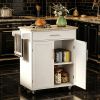 Kitchen Island Cart, Rolling Island Table with Solid Wood Top, Trolley Cart with Drawer