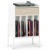 Multi-Purpose Record Player Stand with Drawer and Record Holder-White