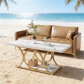 Coffee Table,Center Table with Faux Marble Top