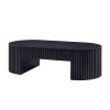 51.18'' Oval Wood Coffee Table With Drawer Mid Century Modern Coffee Table Unique Coffee Table for Living Room Furniture, Tea Table BLACK