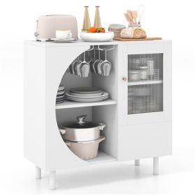 31.5-Inch Freestanding Storage Cabinet with Drawer & Crescent-shaped Flap, Versatile for Kitchen Dining Room