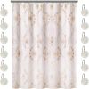 12pc Rose Vine Bathroom Sheer Shower Curtain Sets Sheer Shower Curtain & 12 Shower Bathroom Hooks Modern Classic Luxury Contemporary Decor Beige Showe