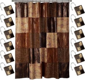12pc Zambia Animal Shower Curtain Set & Hooks - Classic Fabric Shower Curtain - Unique Western Country Design