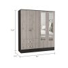 Gangi Armoire, Double Door Cabinet , Two Mirrors, Metal Hardware, Two Drawers, Rod, Six Shelves