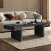 American Vintage Industrial Coffee Table, Premium Reclaimed Wood Texture Rectangular Design, Double-Tier Structure with Rustic Finish