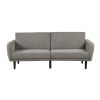 Contemporary Converts to Bed Gray 1pc Futon Sofa Channeled Tufted Back Soft Track Arm Couch W USB