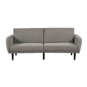 Contemporary Converts to Bed Gray 1pc Futon Sofa Channeled Tufted Back Soft Track Arm Couch W USB