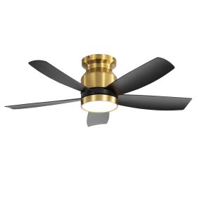 42 Inch Flush Mount Ceiling Fans with LED Light 22W and Remote Control 5 ABS Fan Blades for Bedroom Patio