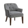 Modern Tufted Back Accent Chair Sturdy Plywood Frame Living Room Furniture 1pc Gray Fabric Upholstered Armchair