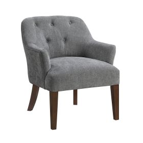 Modern Tufted Back Accent Chair Sturdy Plywood Frame Living Room Furniture 1pc Gray Fabric Upholstered Armchair