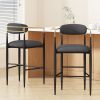 Barstools Set of 2, Upholstered Bar Stools with Backs and Iron Legs for Kitchen Island, Gray Fabric Seating 260LBS Weight Capacity